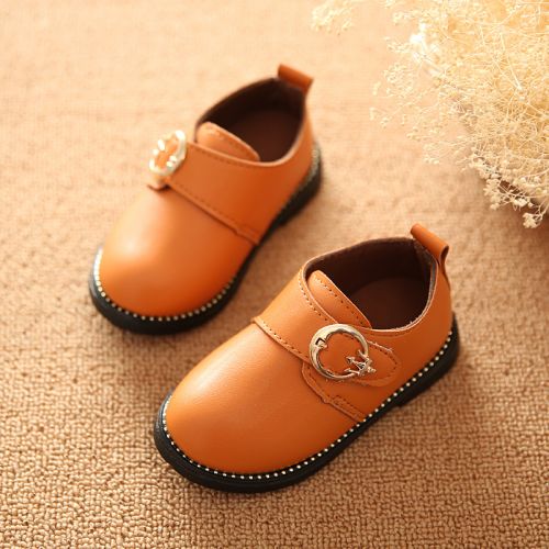 Chaussures enfants en PU ronde coutures cuir pour printemps - Ref 983170