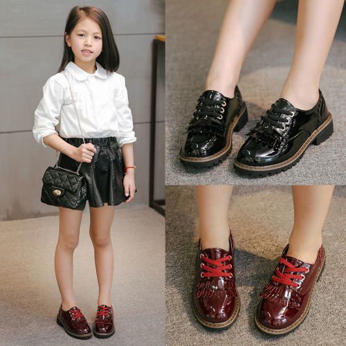 Chaussures enfants en PU PINKPIG ronde coutures cuir pour printemps - semelle caoutchouc Ref 983176