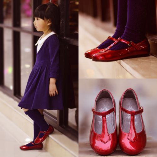 Chaussures enfants en cuir ronde coutures pour printemps - semelle caoutchouc Ref 983182