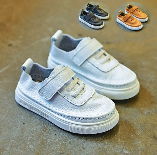 Chaussures enfants en cuir ronde coutures pour printemps - semelle caoutchouc antidérapant Ref 983185