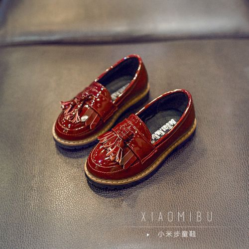 Chaussures enfants en PU ronde houppe pour printemps - semelle caoutchouc Ref 983254