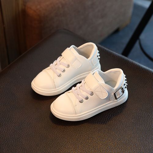 Chaussures enfants en cuir synthétique ronde rivet pour printemps - semelle caoutchouc antidérapant Ref 983279