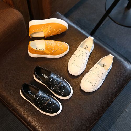 Chaussures enfants en cuir synthétique ronde rivet pour printemps - semelle caoutchouc Ref 983290