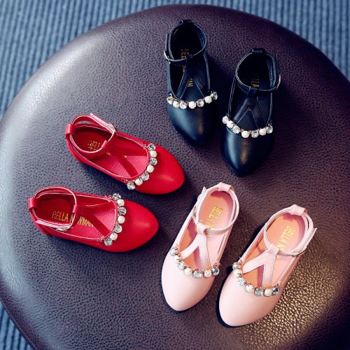 Chaussures enfants en PU pointu avec perles pour printemps - semelle plastique Ref 983299
