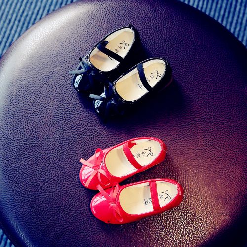 Chaussures enfants en PU ronde coutures cuir pour printemps - Ref 983317