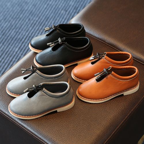 Chaussures enfants en Cuir spatial ronde pour printemps - semelle caoutchouc Ref 983339