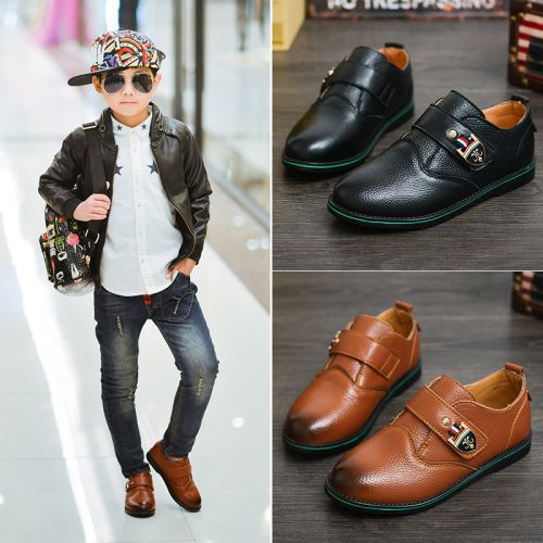 Chaussures enfants en cuir ronde coutures pour printemps - semelle caoutchouc Ref 983341