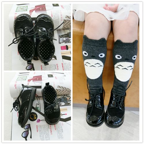 Chaussures enfants en PU ronde coutures cuir pour printemps - semelle caoutchouc Ref 983351