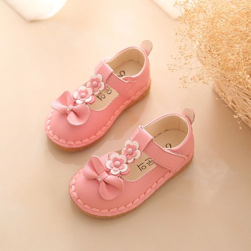Chaussures enfants en PU ronde coutures cuir pour printemps - Ref 983366