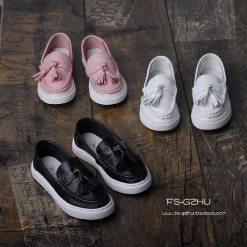 Chaussures enfants en cuir ronde houppe pour printemps - semelle caoutchouc naturel Ref 983372