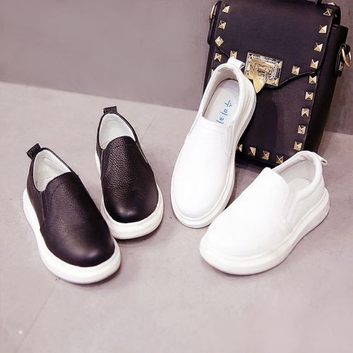 Chaussures enfants en cuir de vache fendu ronde pour printemps - Ref 983378