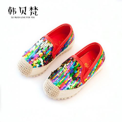 Chaussures enfants BELLA NEWMAN tête carrée paillette pour printemps - semelle plastique Ref 983379