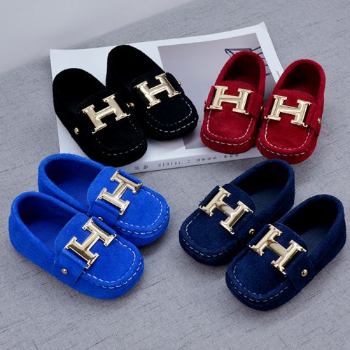Chaussures enfants en de vache, Nubuck, tête carrée métal pour printemps - Ref 983389