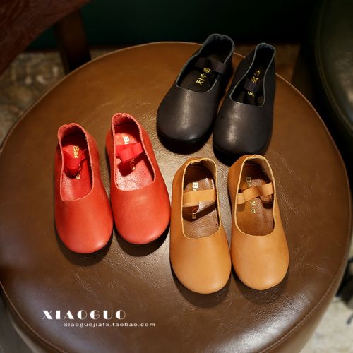 Chaussures enfants en cuir ronde pour printemps - semelle caoutchouc Ref 983397