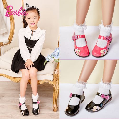 Chaussures enfants en PU BARBIE ronde pour printemps - semelle caoutchouc antidérapant Ref 983400