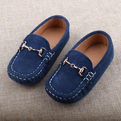 Chaussures enfants en de vache, Nubuck, ronde métal pour printemps - semelle caoutchouc Ref 983403