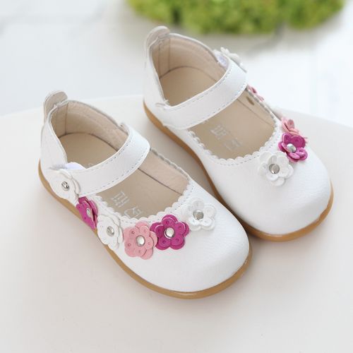 Chaussures enfants en PU ronde coutures cuir pour printemps - Ref 983411