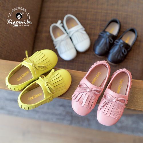 Chaussures enfants en cuir ronde houppe pour printemps - semelle caoutchouc Ref 983415