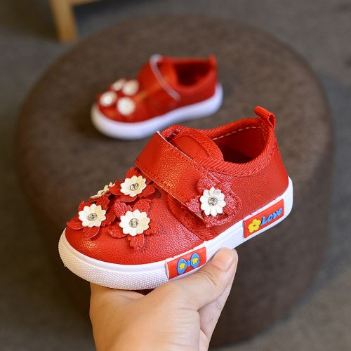 Chaussures enfants en PU ronde brodé pour printemps - semelle caoutchouc Ref 983425