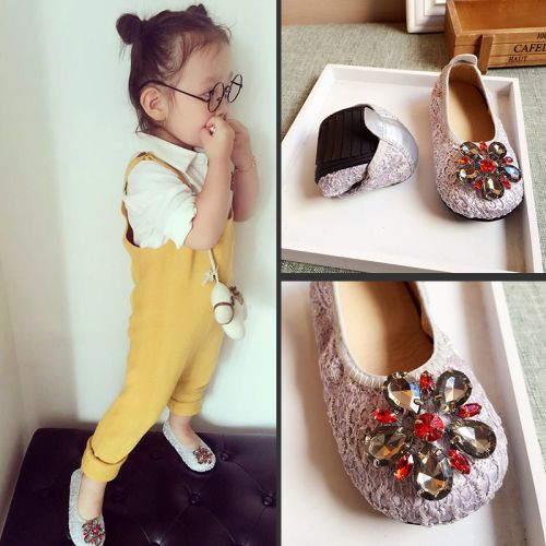 Chaussures enfants ronde avec perles pour été - semelle caoutchouc antidérapant Ref 983428