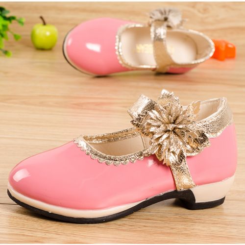 Chaussures enfants en Cuir spatial ronde brodé pour printemps - semelle caoutchouc Ref 983453