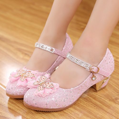 Chaussures enfants en PU ronde avec perles pour printemps - semelle caoutchouc antidérapant Ref 983458