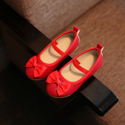 Chaussures enfants en PU ronde coutures cuir pour printemps - Ref 983465