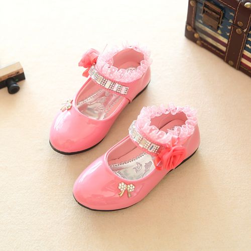 Chaussures enfants en PU ronde avec perles pour printemps - semelle caoutchouc Ref 983495