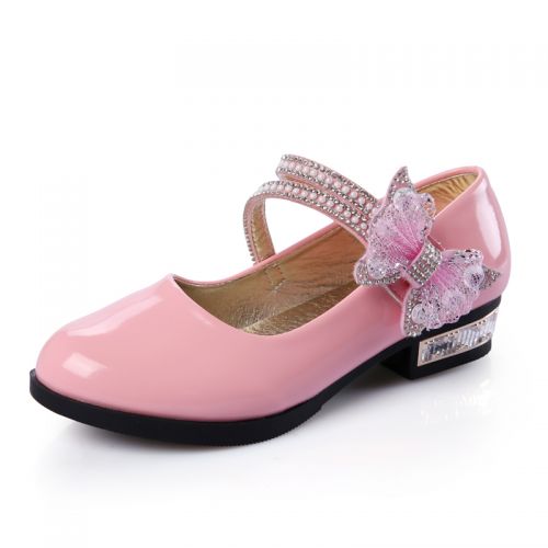 Chaussures enfants en PU ronde avec perles pour printemps - semelle caoutchouc Ref 983515