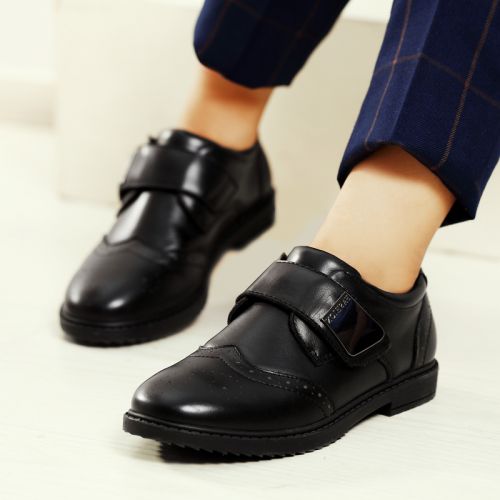 Chaussures enfants en cuir ronde pour printemps - semelle caoutchouc antidérapant Ref 983533