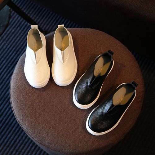 Chaussures enfants en cuir synthétique ronde coutures pour printemps - semelle caoutchouc Ref 983550