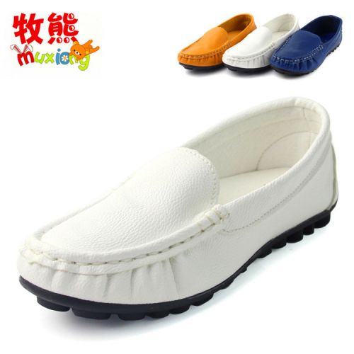 Chaussures enfants en Cuir spatial pointu coutures cuir pour printemps - semelle caoutchouc Ref 983570