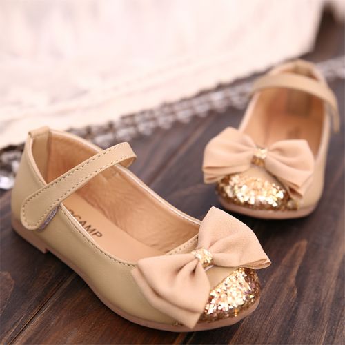 Chaussures enfants en similicuir ronde paillette pour printemps - semelle caoutchouc Ref 983571