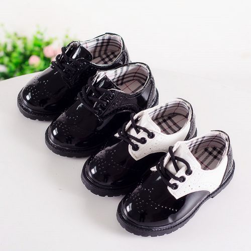 Chaussures enfants en PU ronde coutures cuir pour printemps - semelle caoutchouc Ref 983583