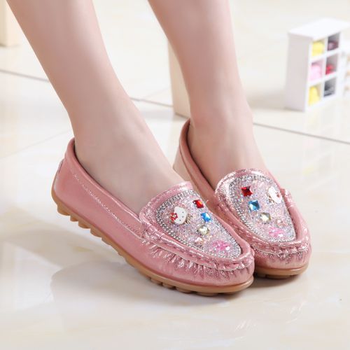 Chaussures enfants en PU ronde avec perles pour printemps - Ref 983640