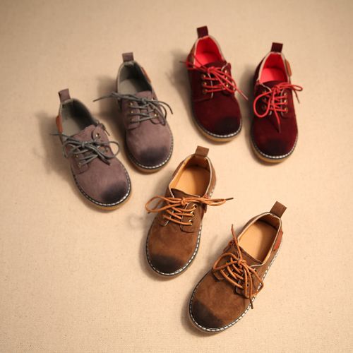 Chaussures enfants en de vache, Nubuck, ronde pour printemps - Ref 983663