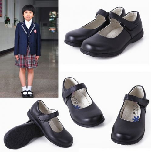 Chaussures enfants en similicuir tête carrée coutures cuir pour Toute saison - semelle caoutchouc Ref 983761