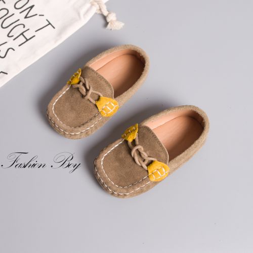 Chaussures enfants en de vache, Nubuck, ronde pour printemps - semelle caoutchouc antidérapant Ref 98