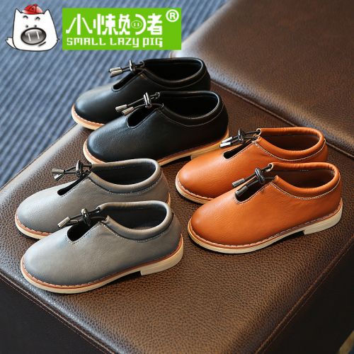 Chaussures enfants en PU SMALL LAZY PIG ronde pour printemps - semelle caoutchouc Ref 983766