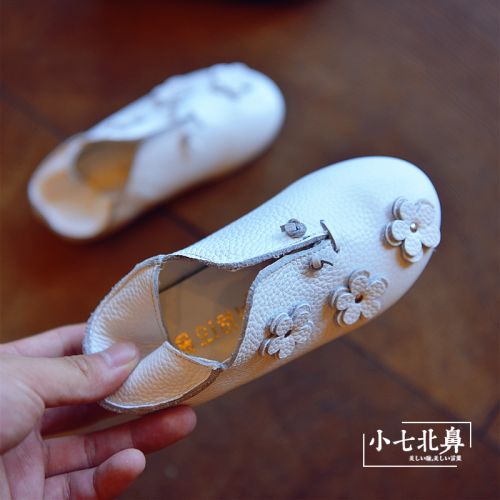 Chaussures enfants en cuir ronde brodé pour printemps - Ref 983769