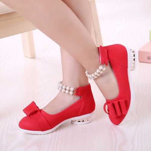 Chaussures enfants en QIBUFEIXIANG ronde avec perles pour printemps - semelle caoutchouc Ref 983792