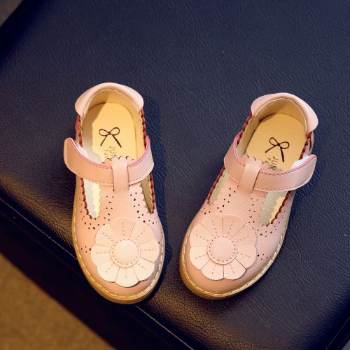 Chaussures enfants en cuir synthétique ronde brodé pour printemps - semelle TPR Ref 983801