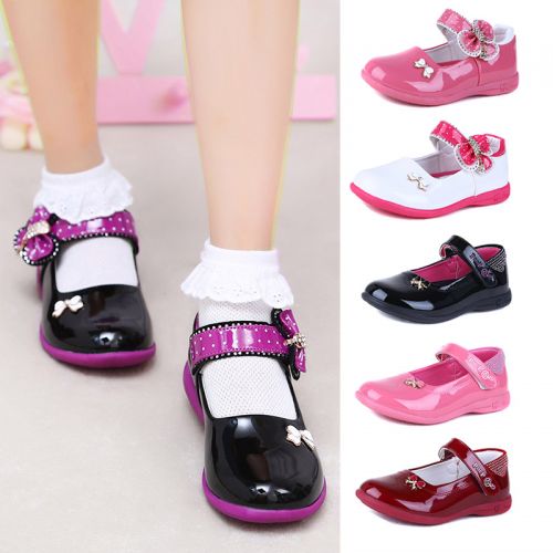 Chaussures enfants en cuir tête plate paillette pour printemps - Ref 983820