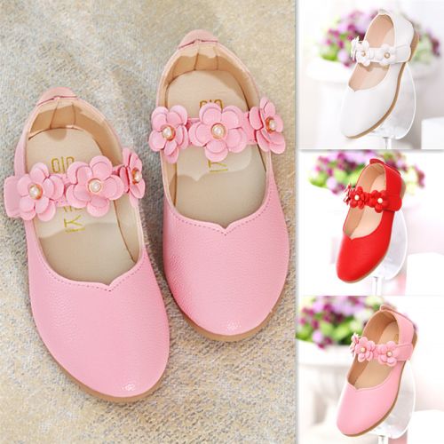 Chaussures enfants en cuir synthétique ronde brodé pour printemps - semelle caoutchouc naturel Ref 983834