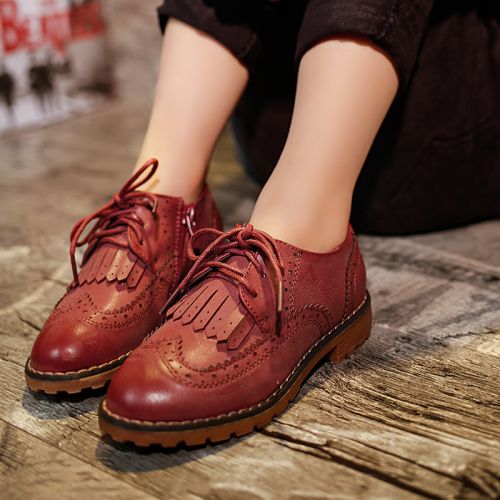 Chaussures enfants en PU tête carrée houppe pour printemps - semelle caoutchouc antidérapant Ref 983835