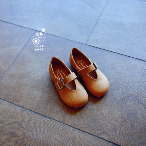 Chaussures enfants en cuir ronde métal pour printemps - semelle caoutchouc naturel Ref 983875