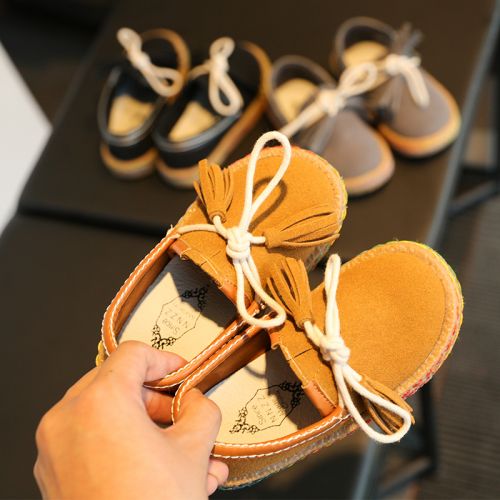 Chaussures enfants en cuir synthétique ronde coutures pour printemps - semelle caoutchouc Ref 983889