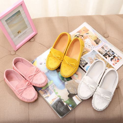 Chaussures enfants en PU ronde coutures cuir pour printemps - Ref 983901