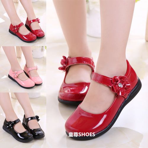 Chaussures enfants en PU ronde avec perles pour printemps - semelle caoutchouc Ref 983948