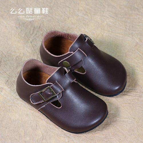 Chaussures enfants en peau de mouton tête plate coutures cuir pour Toute saison - semelle liège Ref 983957